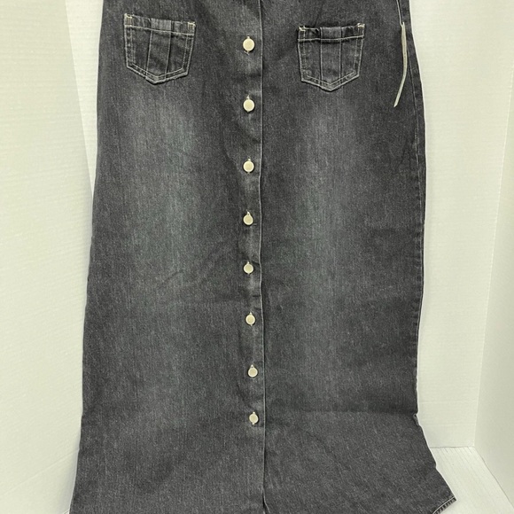 Marla‎ Kim Women’s Black Denim Button Maxi Jean Skirt Size M NWT - Picture 1 of 12